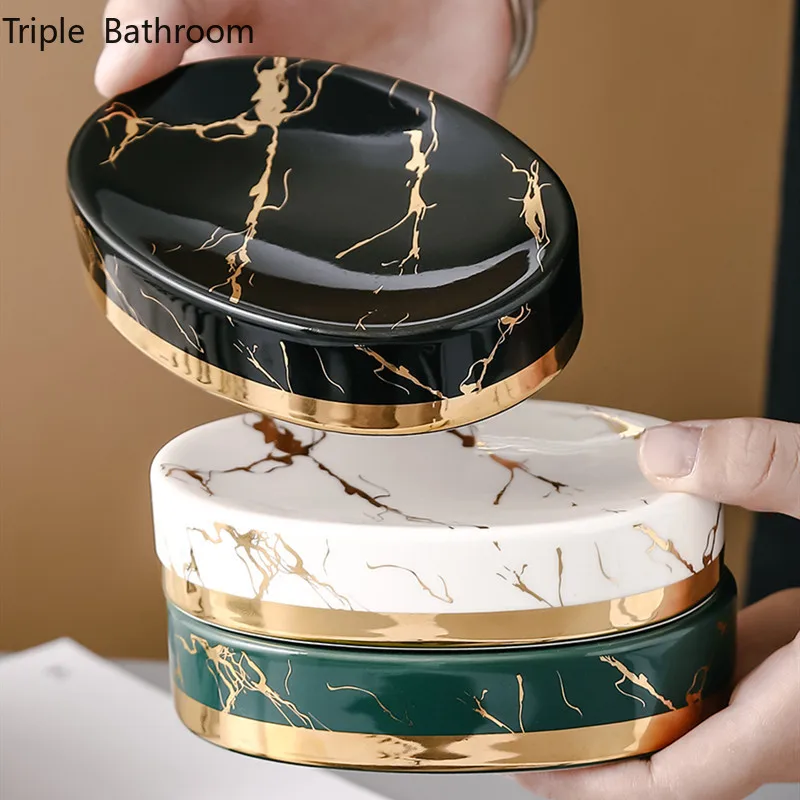 Soap Making Store - Mermer Çizgili Seramik Banyo Sabunluk Restoran